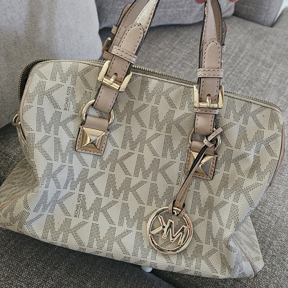Michael Kors Beige Monogram Satchel